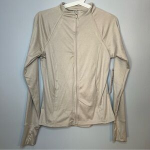 RBX | Women Size S Beige Full Zip Long Sleeve Athletic Jacket Thumb Holes NEW